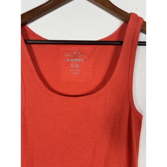 VTG Old Navy Y2K Ribbed Knit Long Fitted Tank Size M 2010 's Preppy Stretch Bias - Picture 6 of 11